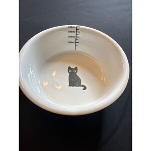 Ceramic Cat Bowl Food Water Dish White Kitten Design Cute Pet Feeding